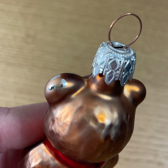 Vtg Inge Glas Christmas Ornament German Brown Bear Hand Blown Glass Hand Painted - Picture 5 of 7